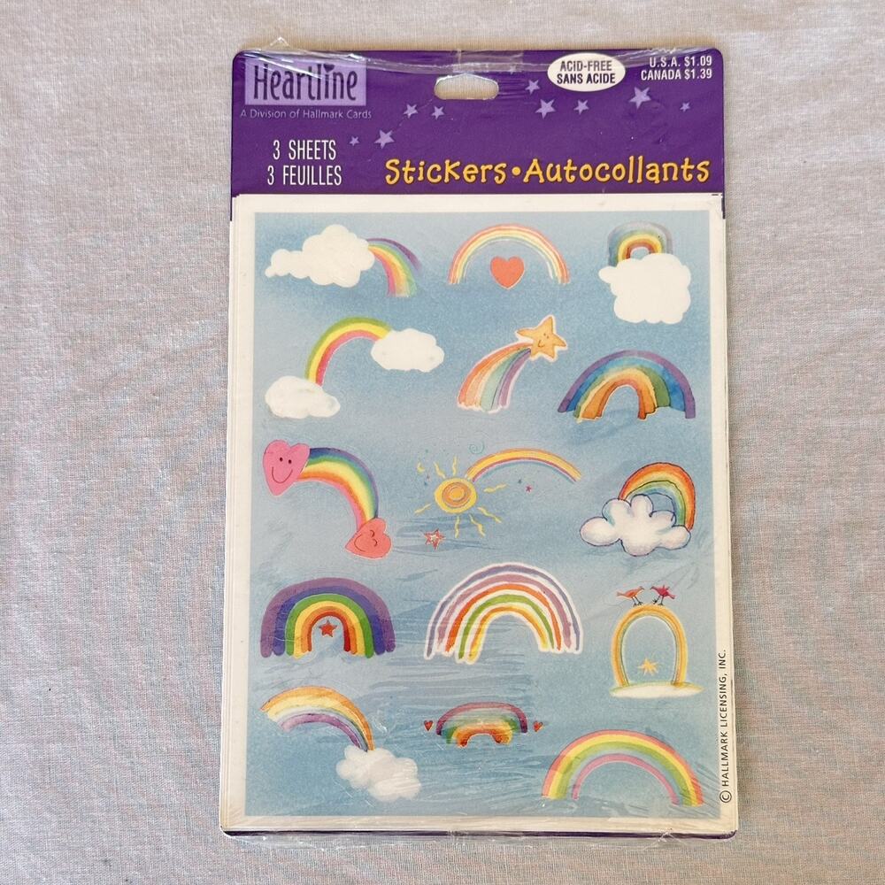 Vintage 80s Hallmark Watercolor Rainbow Stickers NOS Whimsy Fantasy Retro Clouds
